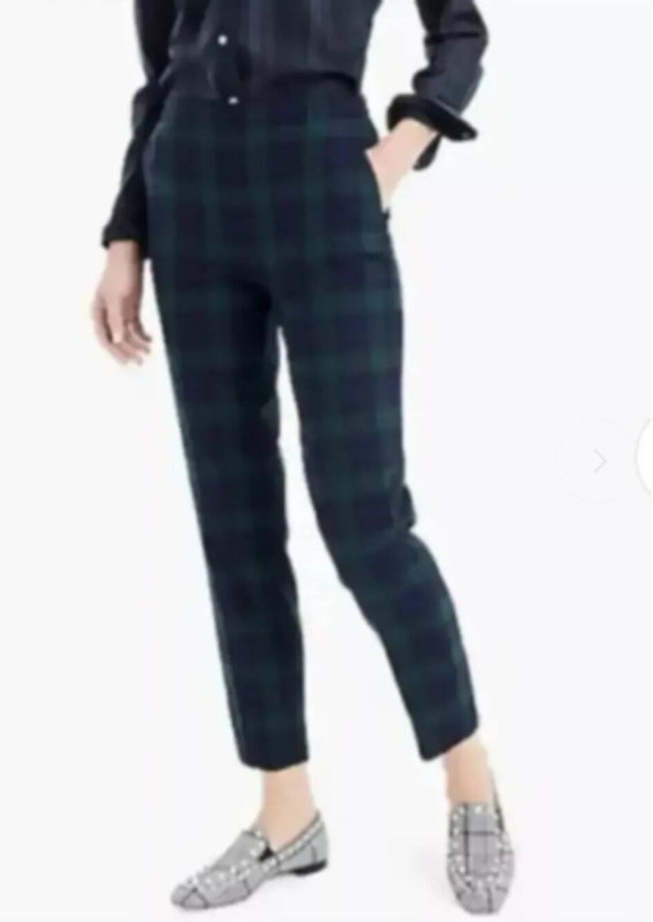 NWT J. Crew Wool Blend Martie Pants in Black Watch Plaid Size 2